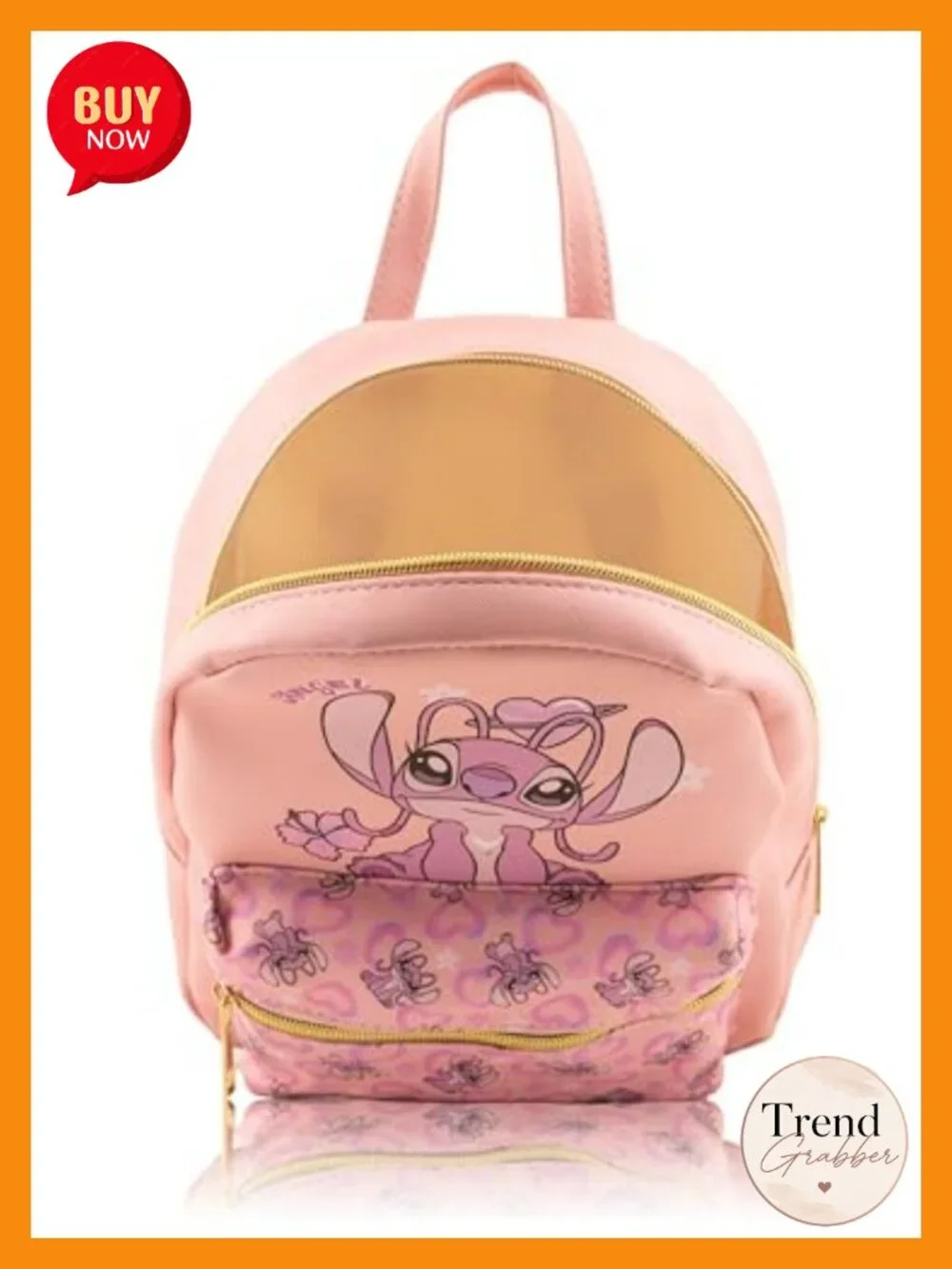 Disney Lilo & Stitch Angel Mini Backpack, PU Leather, Adjustable Straps